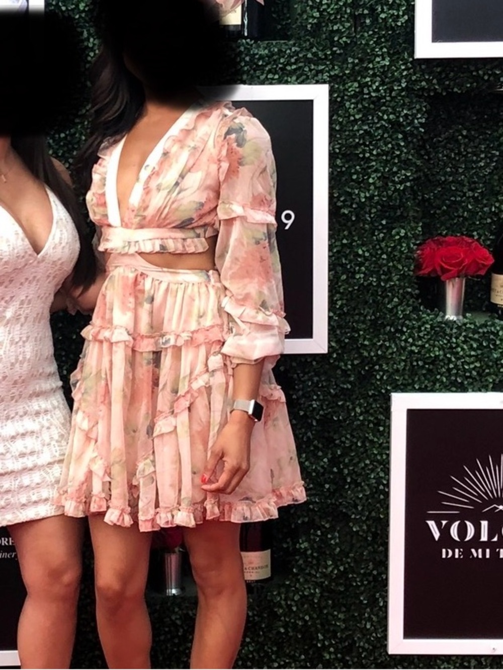 L'ATISTE Pink Floral Ruffle Long Sleeve Mini Dress